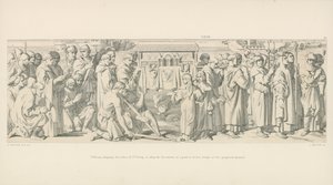 ウィリアム、提案された侵略で彼の軍隊の一部の不満を和らげるために聖ヴァレリーの遺物を展示します 作： ダニエル・マクリース